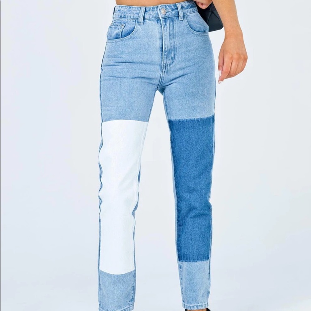 Patchwork Straight Leg Crop Jeans